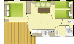 Plan : Mobil-Home Grand Confort ROSE 25m² 2ch. – 4pers.